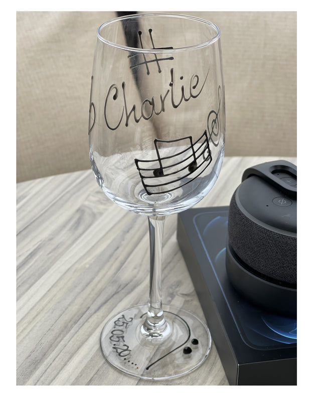 Music Design Gift Wine Glass: