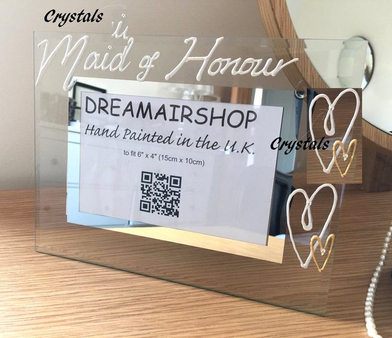 Personalised Maid of Honour Photo: Frame Land (Pearl) with Crystals