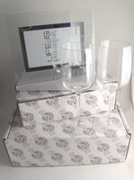 20th Wedding Anniversary Gift Set: Wine Glasses & Photo Frame (Flower)