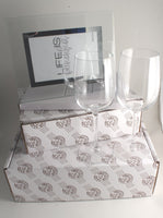 Personalised 10th Wedding Anniversary Wine: Glasses and Frame Gift Set (Flower)