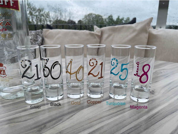 30th Birthday Gift Shot Glass: (Colours)