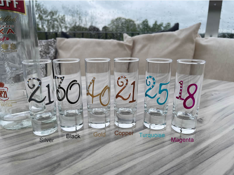 30th Birthday Gift Shot Glass: (Colours)