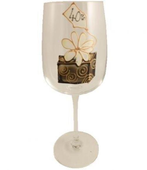 40th Birthday Gift Wine Glass: (Birthday Box)