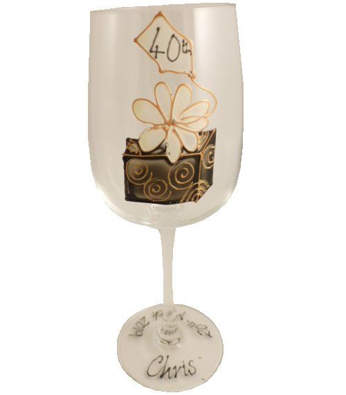 Personalised 40th Birthday Wine Glass: (Birthday Box)