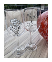 Personalised 25th Wedding Anniversary Wine: Glasses (Flower)