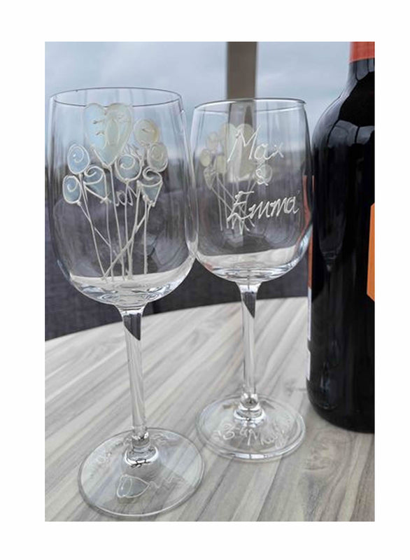 30th Wedding Anniversary Wine Glasses: (Flower)