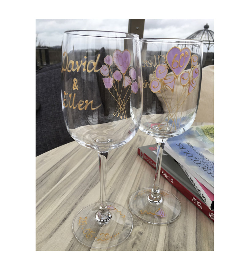 Personalised 60th Anniversary Drinking Wine Glasses