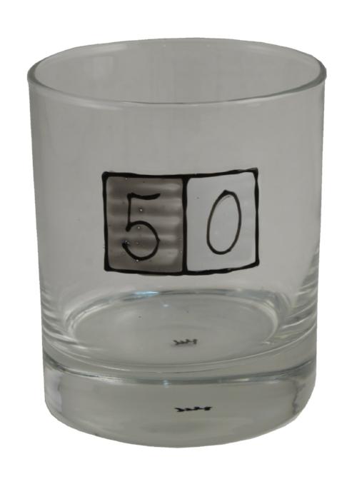 50th Birthday Whisky Glass Grey Sq