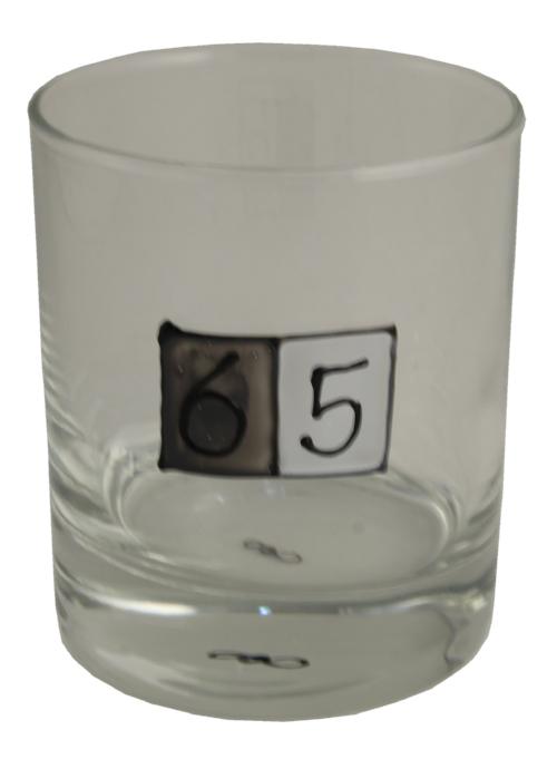 65th Birthday Whisky Glass Grey Sq