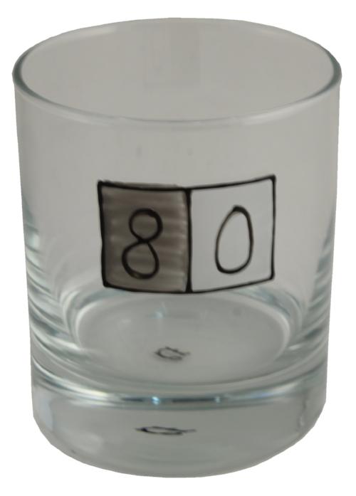 80th Birthday Whisky Glass Grey Sq