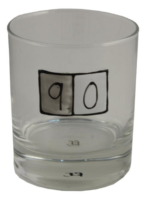 90th Birthday Whisky Glass Grey Sq