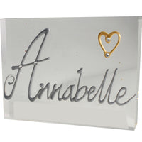 Personalised Gift Rectangle Art Block: Silver with crystals