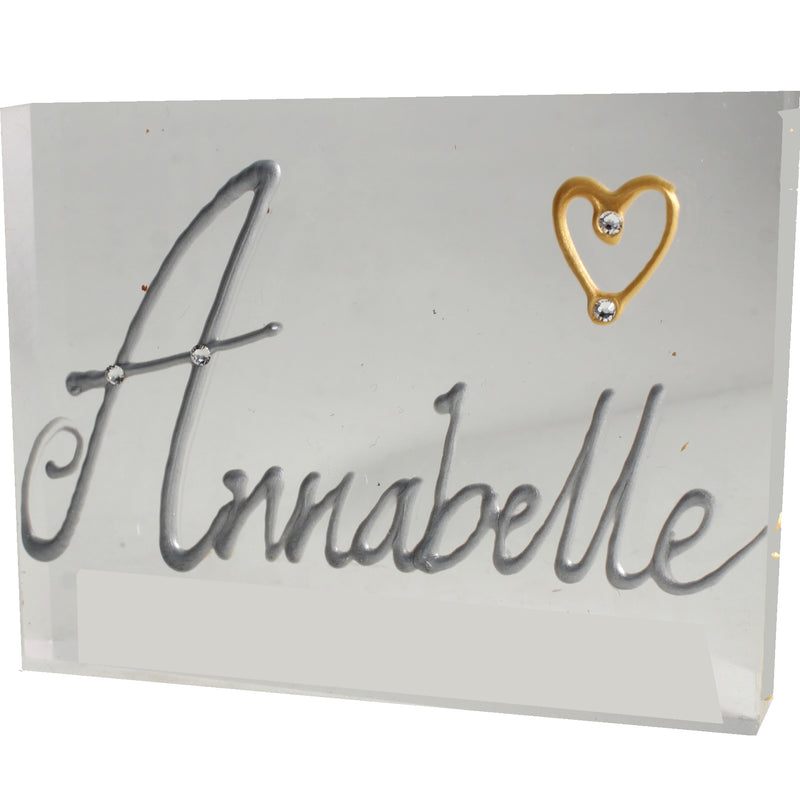 Personalised Gift Rectangle Art Block: Silver with crystals