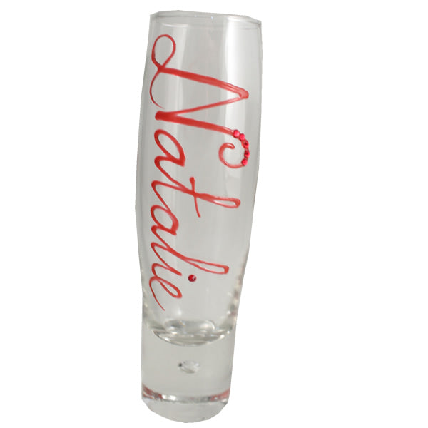 Personalised Gift Champagne Flute Glass: with Crystals (Red)