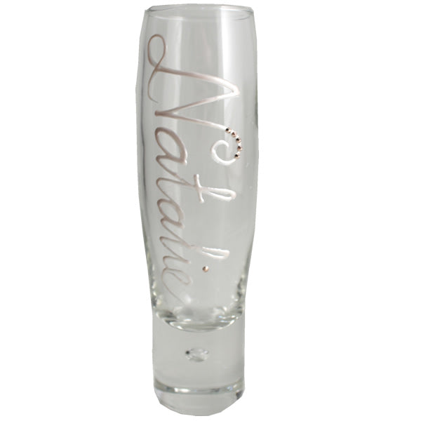 Personalised Gift Champagne Flute Glass: with Crystals (Pearl)
