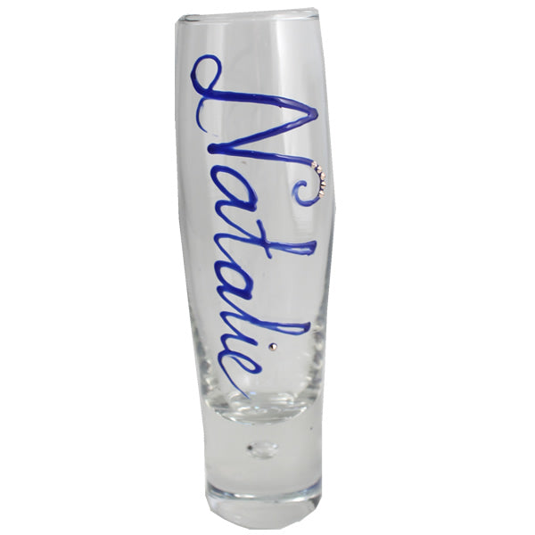 Personalised Gift Champagne Flute Glass: with Crystals (Blue)