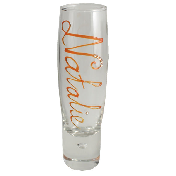 Personalised Gift Champagne Flute Glass: with Crystals (Orange)