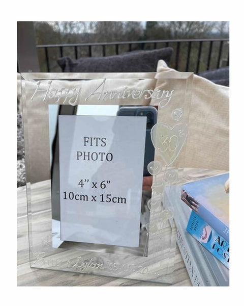 Personalised 30th Wedding Anniversary Gift: Photo Frame Portrait (Flower)