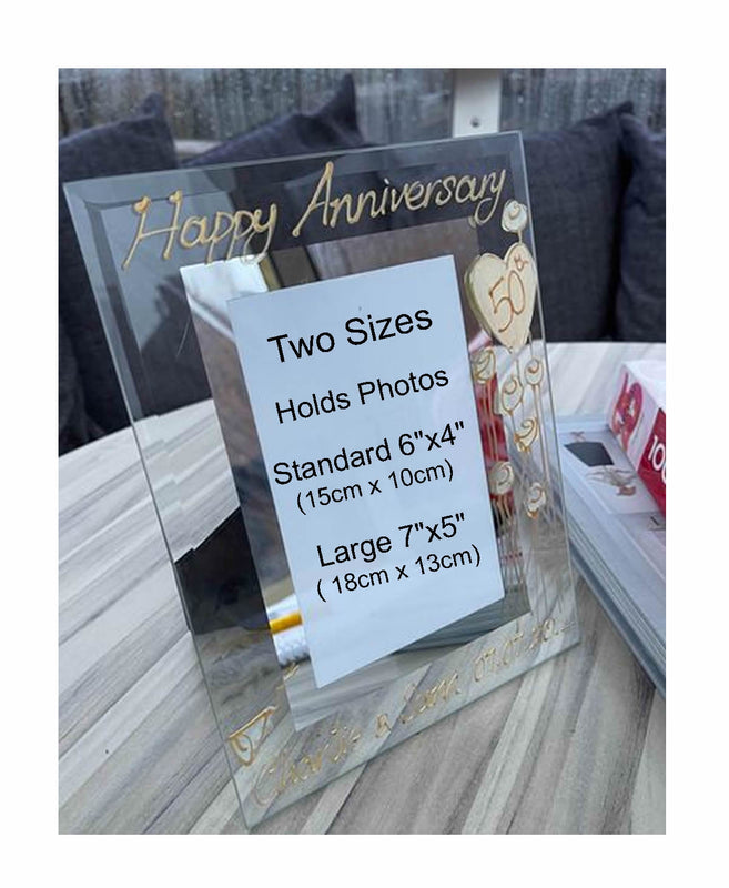 50th Wedding Anniversary Gift Picture Photo: Frame Portrait (Flower)