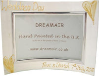 Personalised Wedding Day Photo Frame: Landscape (Gold Hearts)