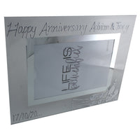 25th Wedding Anniversary Gift Set: Wine Glasses & Photo Frame (Flower)
