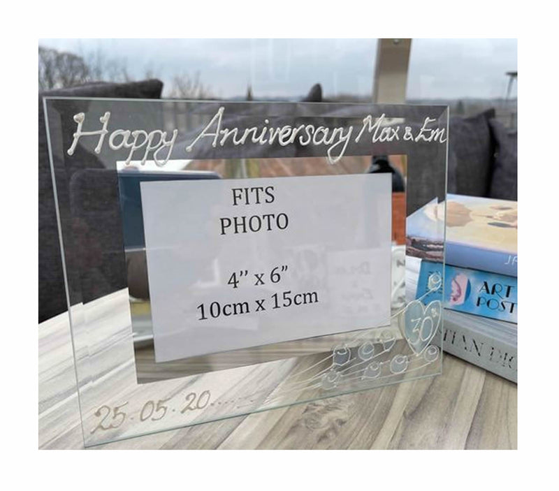 Personalised 30th Wedding Anniversary Gift: Photo Frame Landscape (Flower)