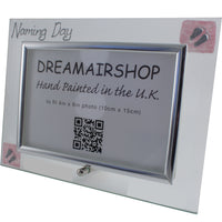 Naming Day Gift Photo Frame: Landscape (Pink Feet)