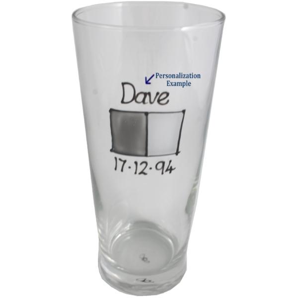 80th Birthday Gift Pint Glass (Grey Sq):