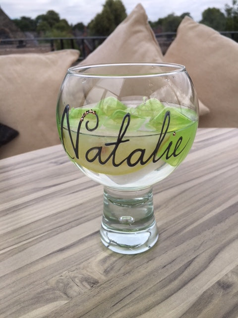 Personalised Gin and Tonic Glass: with Crystals (Silver)