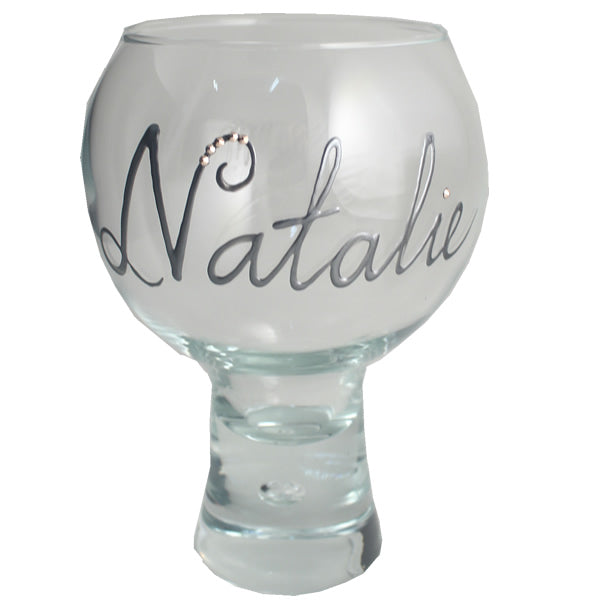 Personalised Gin and Tonic Glass: with Crystals (Silver)