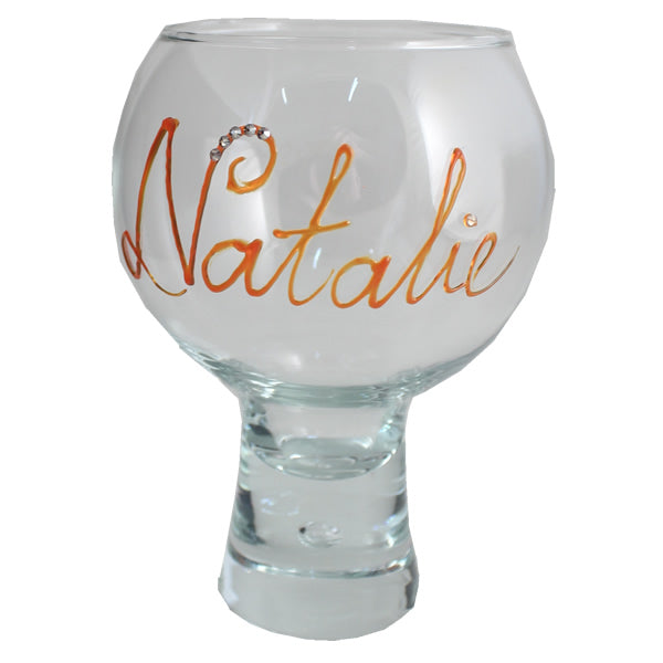 Personalised Gin and Tonic Glass: with Crystals (Orange)