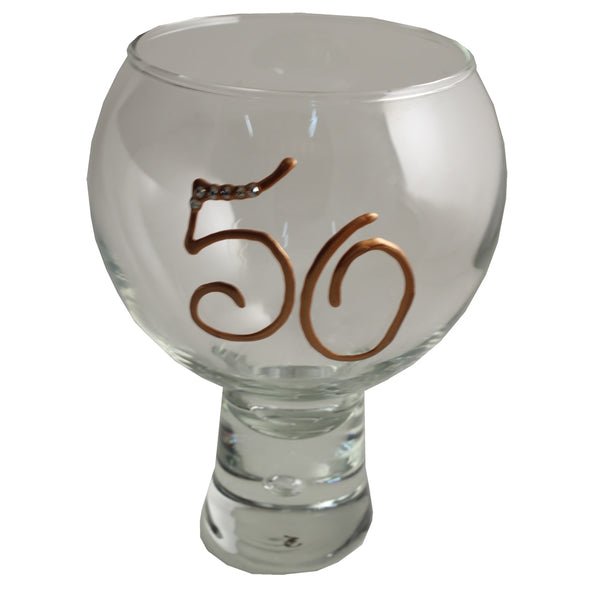 50th Birthday Gin and Tonic: Glass with Crystals (Copper)
