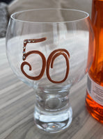 50th Birthday Gin and Tonic: Glass with Crystals (Copper)