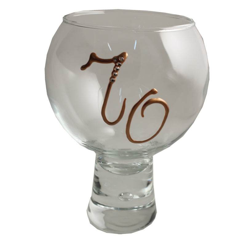70th Birthday Gin and Tonic: Glass with Crystals (Copper)