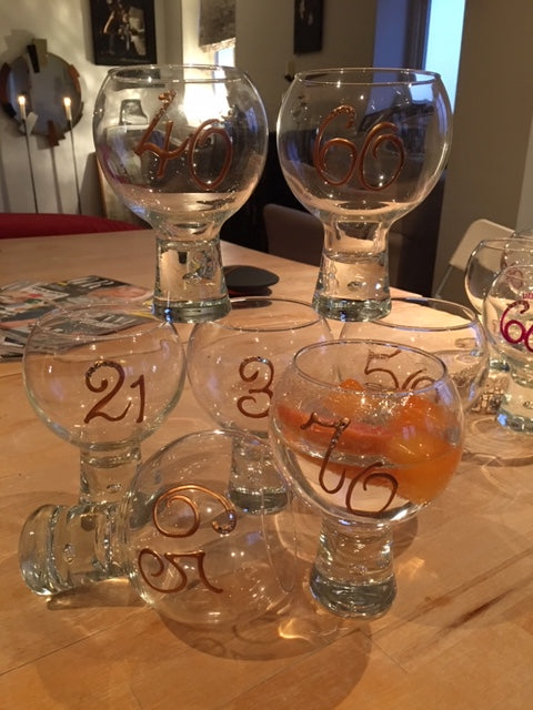70th Birthday Gin and Tonic: Glass with Crystals (Copper)