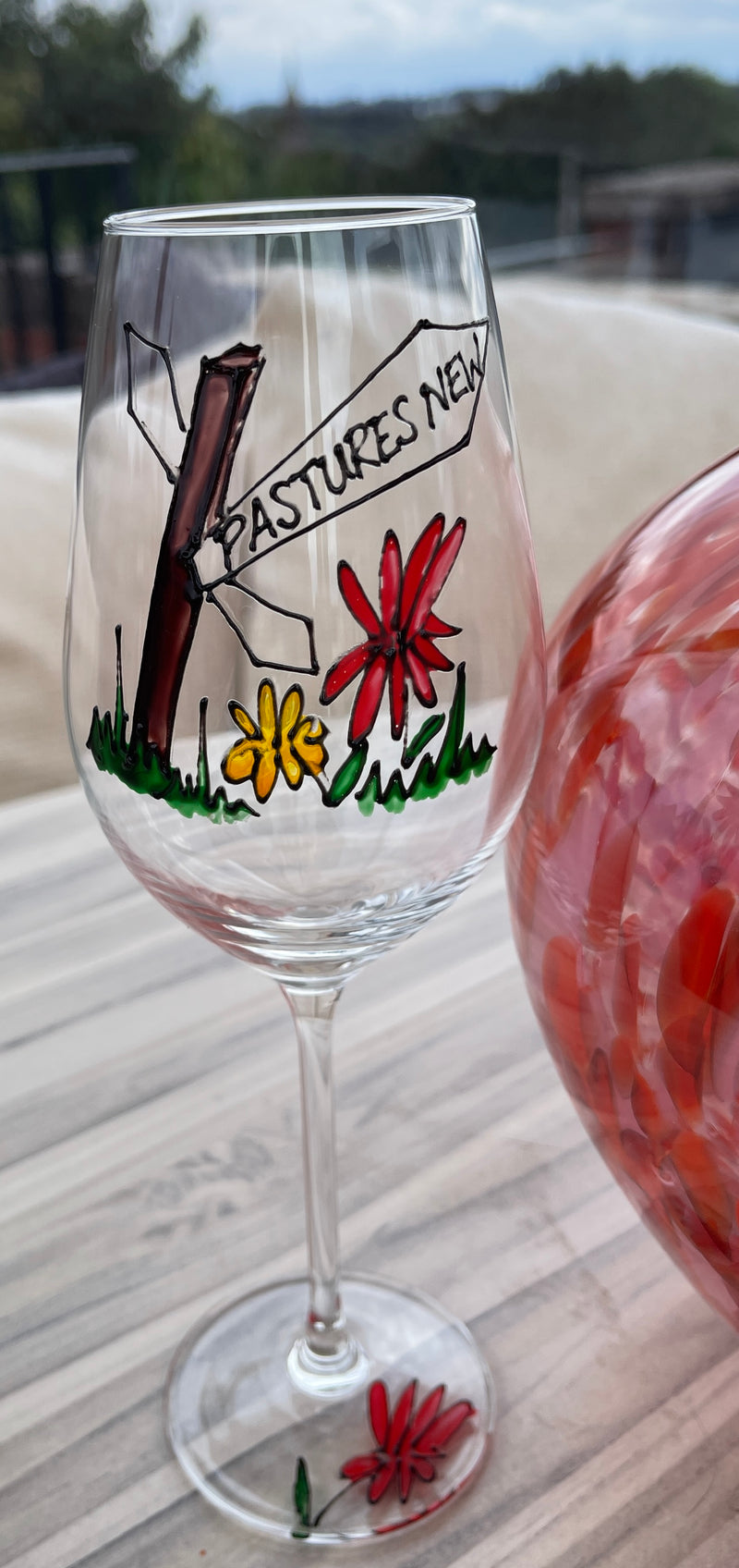 Pastures New Wine Glass