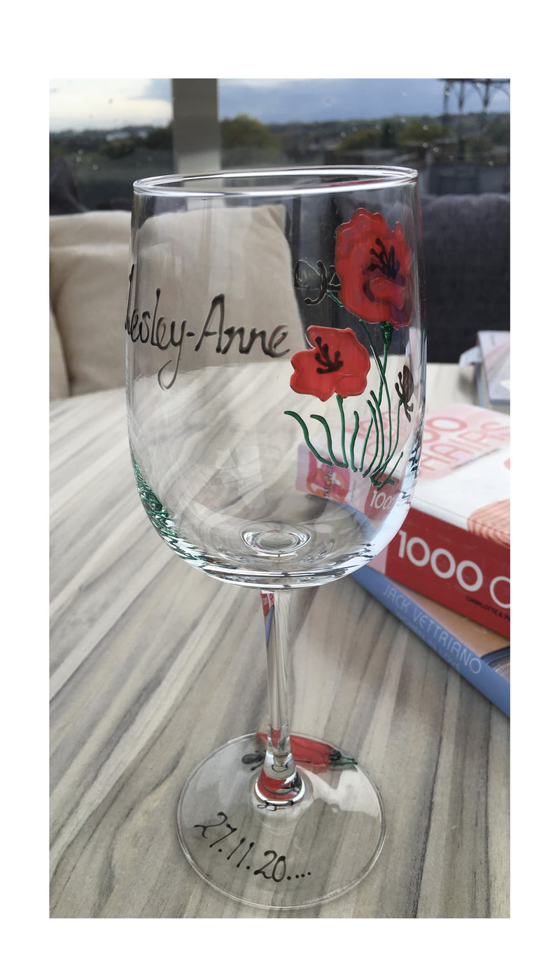 Personalised Poppy Glass