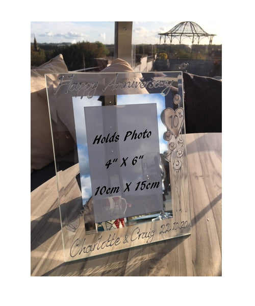 Personalised 10th Wedding Anniversary Gift: Photo Frame Portrait (Flower)