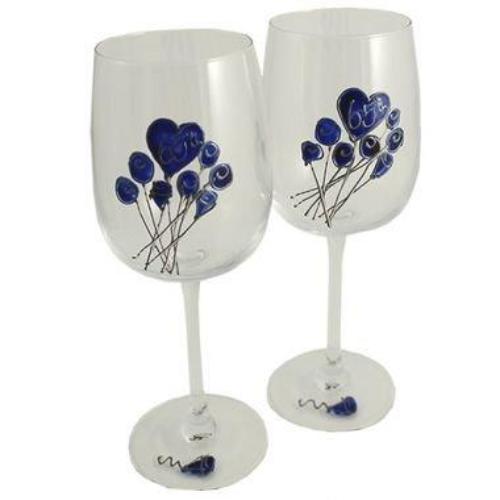 65th Wedding Anniversary Wine Glasses Flower