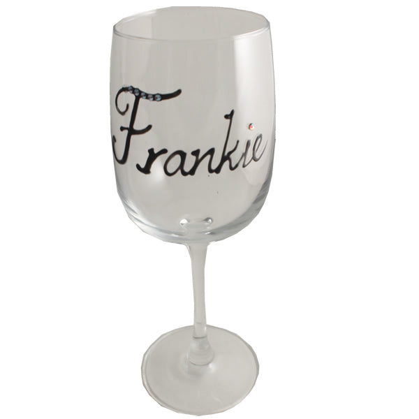 Personalised Wording Gift Wine Glass: with Crystals (Black)
