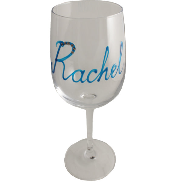 Personalised Wording Gift Wine Glass: with Crystals (Turquoise)