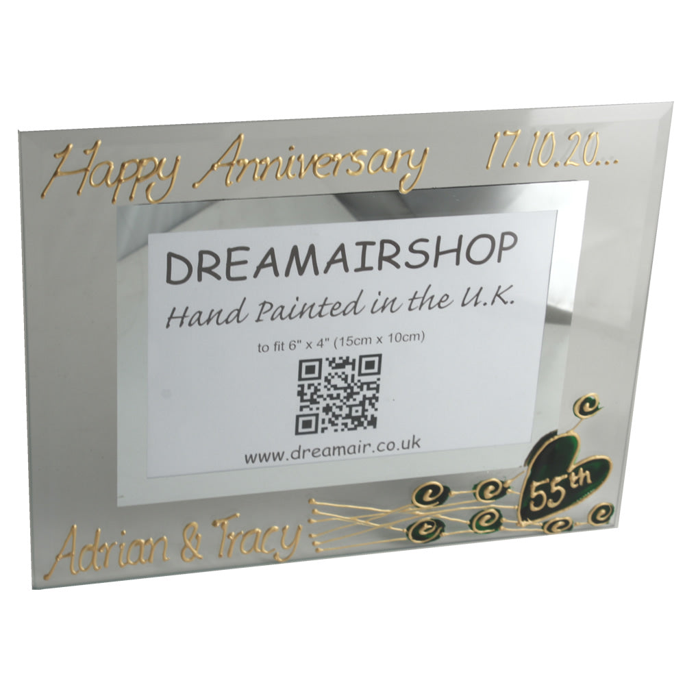 Personalised 55th Wedding Anniversary Photo Frame Land Flower