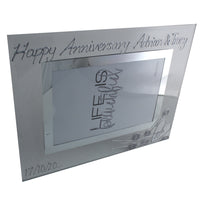 70th Wedding Anniversary Gift Set: Wine Glasses & Photo Frame (Flower)