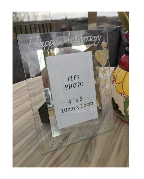 Personalised 5th Wedding Anniversary Gift: Photo Frame Portrait (Flower)