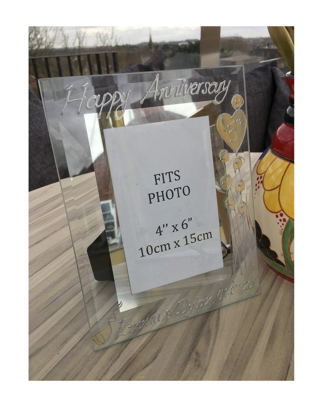 Personalised 5th Wedding Anniversary Gift: Photo Frame Portrait (Flower)