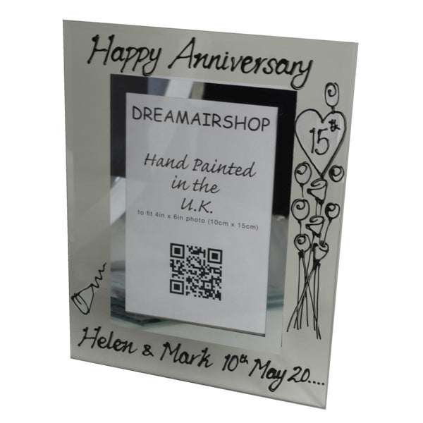 Personalised 15th Wedding Anniversary Gift: Photo Frame Portrait (Flower)