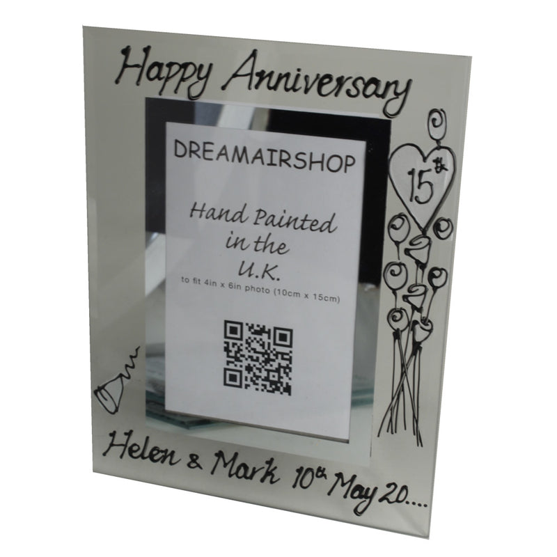Personalised 15th Wedding Anniversary Gift: Photo Frame Portrait (Flower)