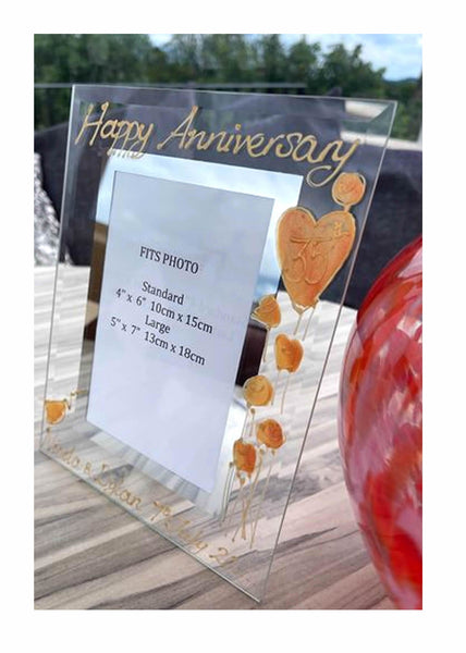 Personalised 35th Wedding Anniversary Frame: Portrait (Flower)