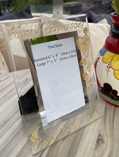 75th Oak Wedding Anniversary Gift Photo: Frame Portrait (Flower)