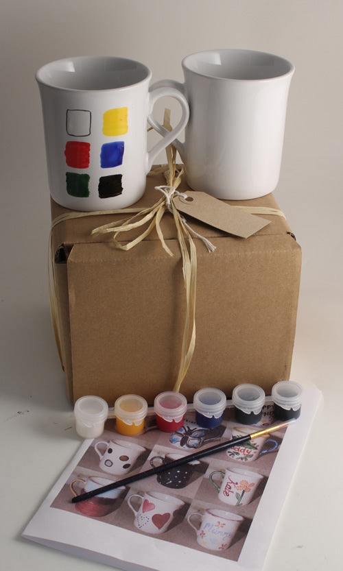 Paint Your Own Gift Mugs: with Gift Tag (2 mugs brights)